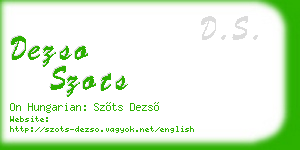 dezso szots business card